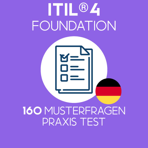 160 von Value Insights vorbereitete ITIL 4 Foundation Prüfungsfragen zum Üben, gebündelt in 4 separaten Prüfungen mit jeweils 40 Fragen zur Simulation der offiziellen ITIL 4 Foundation Prüfung