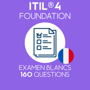 160 questions d'examen simulé ITIL 4 Foundation préparées par Value Insights, regroupées en 4 examens distincts de 40 questions chacun pour simuler l'examen officiel ITIL 4 Foundation.